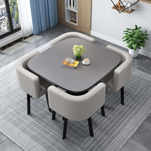 Set di tavolo da pranzo rotondo quadrato da 80 cm con 4 sedie, tavolo da cucina moderno per piccoli spazi, sala da pranzo, balcone e riunioni, mobili eleganti per gruppi da pranzo