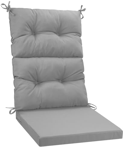 PRIMEPATIO Gartenstuhl-Auflagen Hochlehner Set – Bequeme Outdoor Sitzkissen für Gartenstühle & Klappstühle, Weiche Hochlehner Auflagen für Balkon, Terrasse & Gartenmöbel, Hellgrau