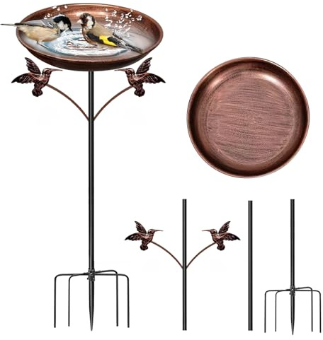 Abreuvoir Oiseaux Extérieur 81 cm, Mangeoire Oiseaux Extérieur sur Piedl pour Jardin, Station D’Alimentation pour Oiseaux Sauvages, Résistant Au Froid, Abreuvoir avec 5 Piques