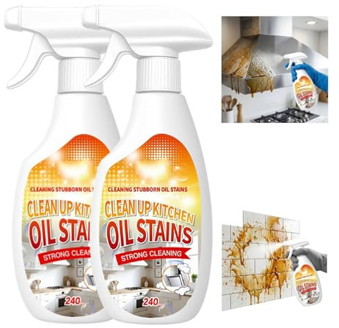 Heavy Duty Degreaser Kitchen Cleaner, 2026 New Strong Oil Detergent Lemon Cleaner, Multi-purpose Powerful Grease Remover Spray for Cleaning Up Kitchen Oil Stains for Wall,stove/range Hood,240ml (2pc)