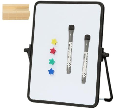 Magnetisk Whiteboard Och raderingstavla | Dubbelsidigt Memo Block Med Stativ | Whiteboard för skrivbord med radering och markörer | För Arbetsplats, Skola, Klassrum, Lägenheter och Studentrum