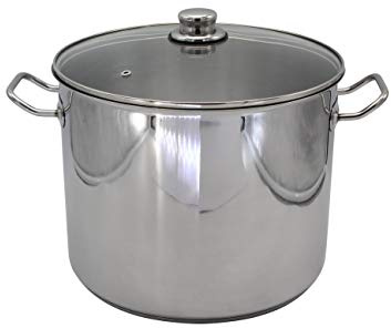 Karl Krüger Topf, Edelstahl, 17 Liter | PFAS-frei & unbeschichtet | Mit Glasdeckel, Kaltmetallgriffen & Kapselboden | Induktionsgeeignet | Für Suppen & Pasta