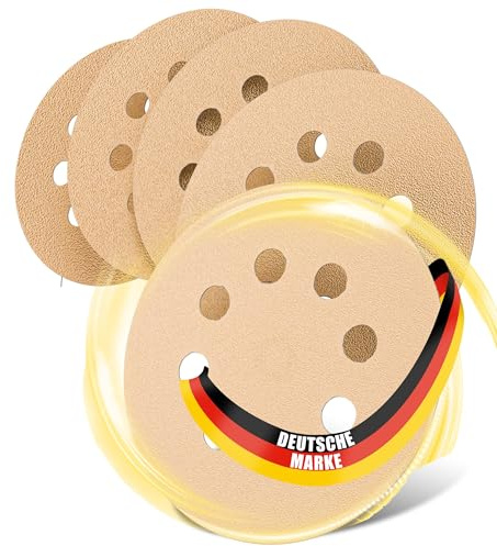 Woltersberger® Exzenter Schleifscheiben Ø 125mm | 8 Loch in gold | Schleifpapier für optimales schleifen, vielseitig einsetzbar (50ziger SET, 10x P60|P100|P800|P320|P600)