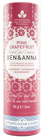 Ben&Anna Natural Soda Deodorant - 100% Aluminium Free Deodorant Cruelty Free Vegan NATRUE-certified with Organic Shea Butter and Bicarbonate Of Soda Made in Germany - Pink Grapefruit - 60g