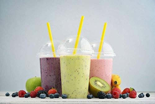 We Can Source It Ltd – Plastic Smoothie Cups 16oz (470ml) with Dome Lids – Disposable Clear Cups with Straw Hole – Ideal for Juices, Milkshakes, Iced Coffee – Leak Resistant Drinkware - Pack of 50