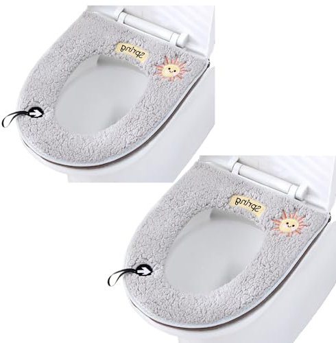 WC-Sitze, weiches Toilettensitzkissen mit Aufhängeschlaufe, weich und warm, waschbar, 2 Stück