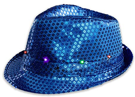 The Glowhouse Fedora-Hut mit blinkender LED-Beleuchtung, Blau