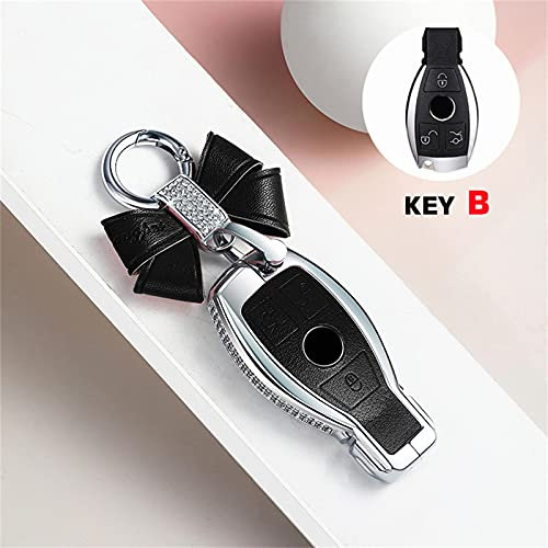 VIdisp Leder Autoschlüsseletui, passend für Mercedes Benz W203 W210 W211 W124 W202 W204 AMG