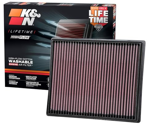 K&N High-Flow Original Lifetime Engine Air Filter: Increase Power: Premium, Washable: Compatible with 2020-2026 Nissan: Frontier, 33-5116