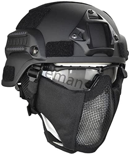 Juego De Casco Táctico ACH, Media Máscara Airsoft Plegable Y Gafas Tácticas Utilizadas para Juegos De rol Paintball CS, Etc.