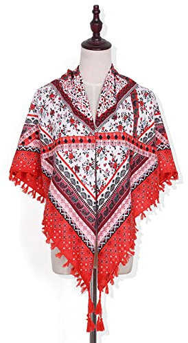 Schal Damen Winter Schön Druck Loop Schal Warm Lätzchen halten Dreieckstuch Damen Schals Halstücher Unisex Herbstschal Winterschal Oversized Weich Scarf Strickschal Fransen Poncho