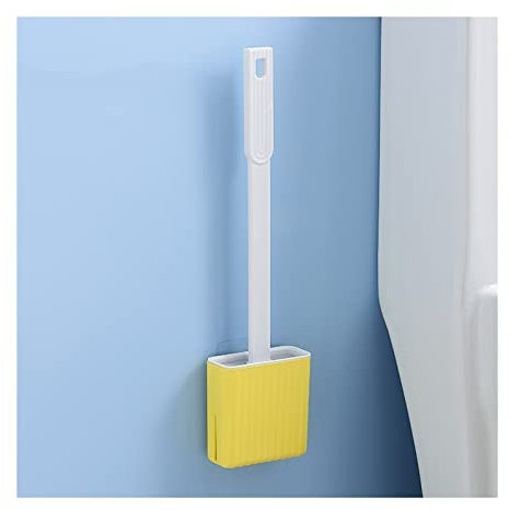 TOMYEUS Portascopino WC Spazzola igienica for la casa Senza punzonatura wcocket Water Muro Appeso Manico Lungo Set di Silicone for la Pulizia del gabinetto Spazzolone WC Comodo Manico Robusto