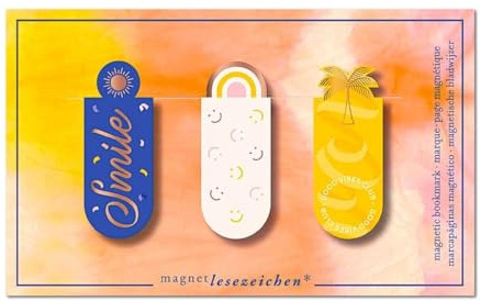 Magnetlesezeichen / bookmarker Smile | 3er Set | magnetisches Lesezeichen charmant illustriert | farbenfrohe Sommerstimmung
