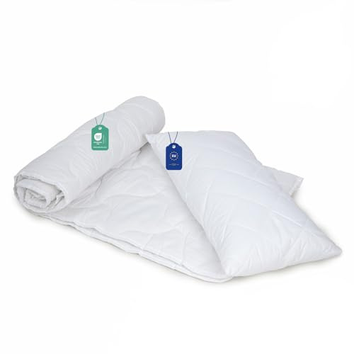 livessa Bettdecke 135x200 Set mit Kissen(40x80cm) - Ideal für Ganzjahreszeiten mit 300 g/m² Füllung, 4 Jahreszeiten Bettdecken 135 x 200, Oeko-Tex Zertifiziert, weich und atmungsaktiv