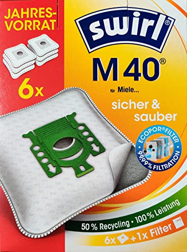Swirl M 40-6er Pack EcoPor Staubsaugerbeutel Vorratspack M40 Jahresvorrat