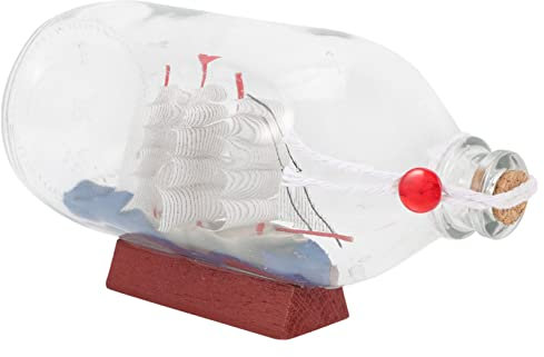 TOPPERFUN Drift Bottle Sailboat Decor Unique Retro Glass Ornament for Home Office for Living Room Dining Room