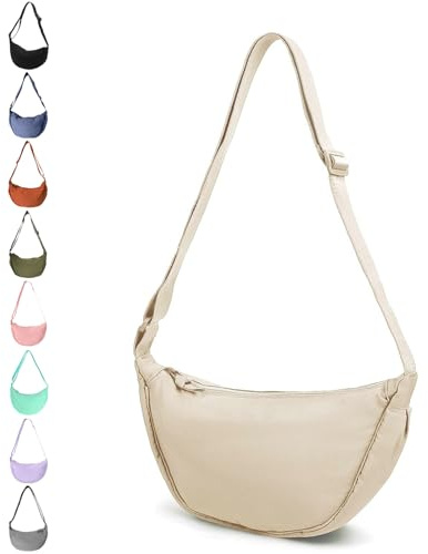JENCVNL Damen Halbmond Tasche Nylon Crossbody Bag Damen Crossbody Moon Bag Crossbody Bag Halbmond Schultertasche mit verstellbarer Schultergurt