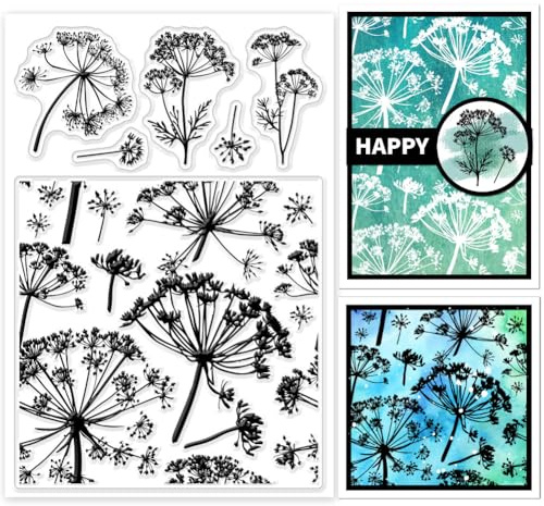 GLOBLELAND Transparente Stempel Mit Löwenzahn Blumenhintergrund Für Die Kartenherstellung, Klare Stempelsiegel, Transparente Stempel Für DIY, Scrapbooking, Fotoalbum, Tagebuch, Heimdekoration