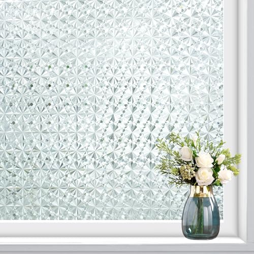 SAMHEITO Fensterfolie Blickdicht Selbsthaftend 90x200cm Sichtschutzfolie 3D Prisma Regenbogen Folie Fenster Statische Fensterfolie Dekorfolie Ohne Kleber Anti UV Sonnenschutz für Büro Wohnzimmer