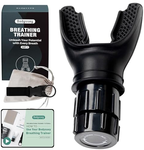 Bodyssey Breathing Enhancer | Premium Silicone Trainer | Boost Breathing Efficiency | Adjustable Resistance Levels | Compact, Portable, and Easy to Maintain (Black)