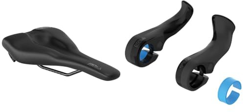SQlab Unisex – Erwachsene 610 Ergolux Active 2.1 Trekking MTB Tour & Travel Fahrradsattel, Schwarz, 14 cm & Unisex – Erwachsene 411 Innerbarends 2.0 Fahrrad Bar Ends für innen, Schwarz, Einheitsgröße