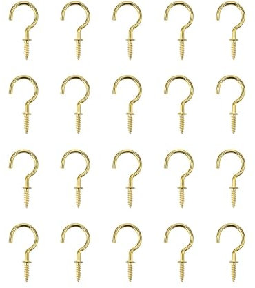 CHATROOM 20 Stück 1/2 Zoll 5/8 Zoll 3/4 Zoll 7/8 Zoll Zoll schwere Schraubhaken mit Messingbeschichtung for Aufhängen an der Wand mit Schulterschrauben(Gold,5-8 inch)