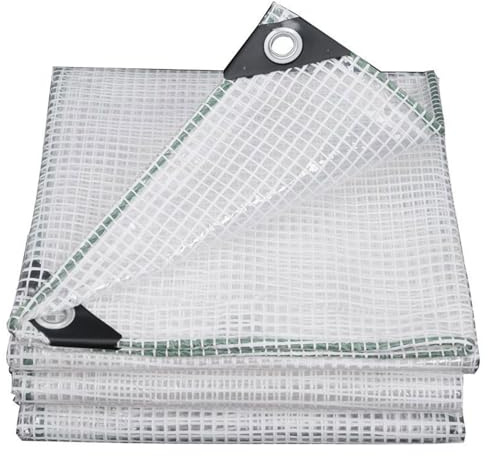 DRYNDUK Trasparente Telone Impermeabile, Tendone Occhiellato 170g / m², Teloni Resistenza allo Strappo Protezione Vento Protezione Ipioggia, Telo per Esterno Campeggio Legna (2x10m)