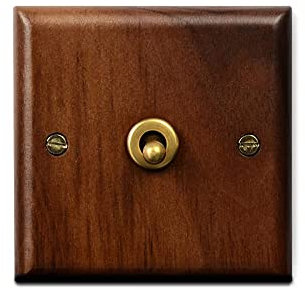 Interruptor de palanca de pared, Panel de interruptores de madera maciza de nogal negro for el hogar, interruptor de palanca de luz de control simple y doble de 2 vías, interruptor de pared vintage de