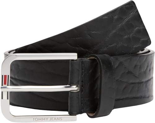 Tommy Jeans Cinturón fijo para hombre, negro (negro), 100 cm