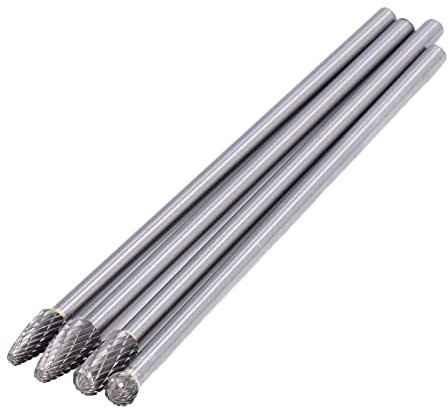 4-teiliges Wolframkarbid-Frässtift-Set, 1/4 Zoll Schaftdurchmesser, Einzelne Doppelfeile, Musterschnitt, Massiver Wolframkarbid-Frässtift Zum Bohren von Stabschleifern