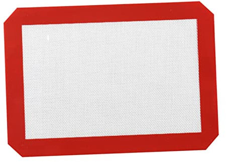 Tappetino da cucina in silicone, resistente al calore, per macaron, pasticceria, biscotti, bianco, rosso, 30 x 21 cm