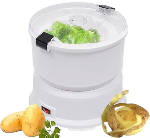 CWCQGH Pelador de Patatas eléctrico, pelador de Verduras rápido Totalmente automático, máquina rotativa para ensaladas, operación de un Toque, Herramienta de pelado para Cocina, hogar y Comercio