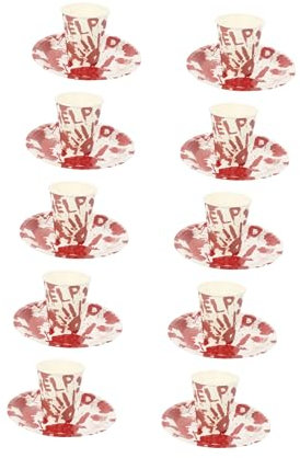 KOMBIUDA Ensemble De Vaisselle Jetable Gobelets Et Assiettes en Papier Imprimés Halloween Pratique pour Fêtes