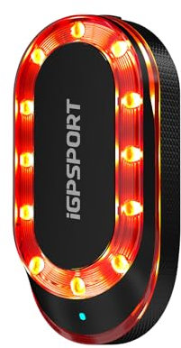 iGPSPORT SRmini bakljus Cykel Radar, 20 timmars batteri Avstånd Vision 1,6 km bromsdetektering automatisk på/av-funktion, max 65 lumen, Ant+, Bluetooth 5.0, IPX7