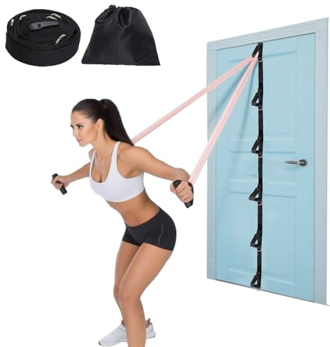 1 x schwarzer robuster Türanker mit mehreren Schlaufen für Widerstandsbänder, 5-Punkt-Ankersystem mit Aufbewahrungstasche für Zuhause, Fitnessstudio, Training, Männer und Frauen