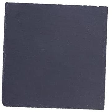 CLISPEED Natural Square Stone Plate 15x15cm Black BBQ Plate Fruit Tray Pizza Serving Tray Heat-Resistant Western Food Platter for Restaurant and Home