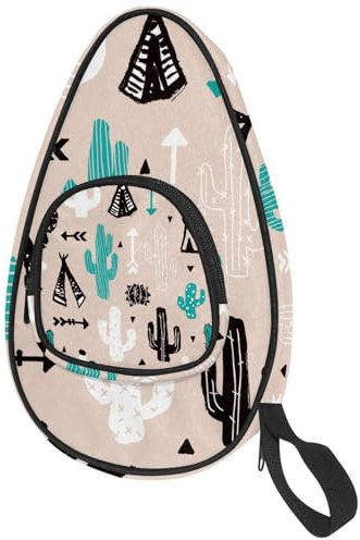 VAPOKF Housse pour raquette de tennis de table, motif plante de cactus - Sac de raquette de ping-pong avec pochette pour 4 à 5 balles
