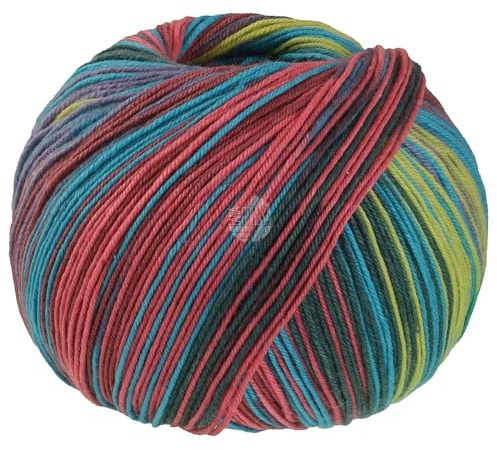 LANA GROSSA Meilenweit Seta Asia | Hochwertiges Sockengarn mit Seide | Handstrickgarn aus 55% Schurwolle (Merino), 25% Polyamid & 20% Seidenanteil | 100g Wolle zum Stricken & Häkeln, 420m Garn FB 3180