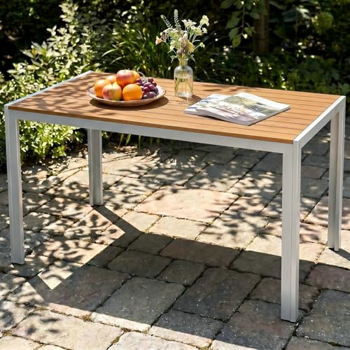 LIFERUN Gartentisch 110x70 cm WPC, Balkontisch Wetterfest für 4-6 Personen