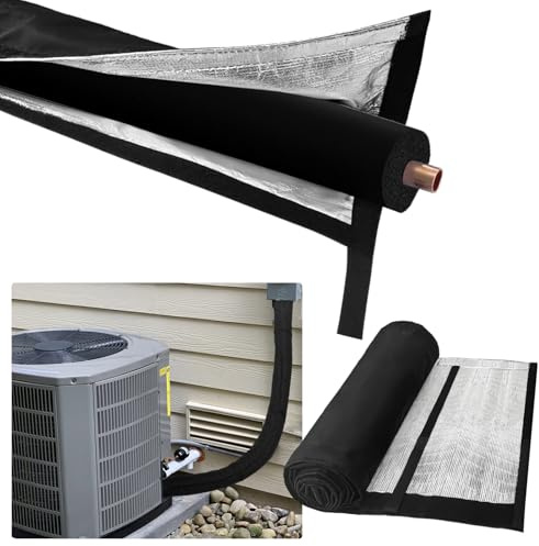 Exokugo Outdoor 3-Layer HVAC Copper Pipe Insulation Cover,UV-Resistant 600D Oxford Cover for Outside AC Pipe Insulation,Weatherproof AC Line Sleeve Mini Split to Central Air,72 L×10.2 W,Black
