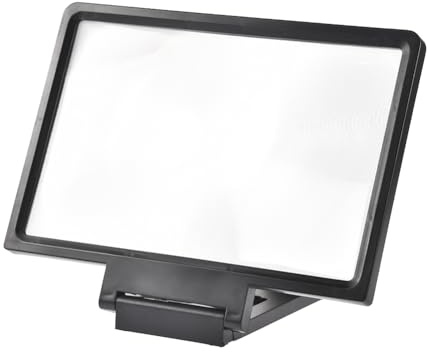 Lente di ingrandimento per schermo del telefono, con design a strappo, portatile, per ingranditori di video, design 3D, per la maggior parte degli smartphone, bianco, nero