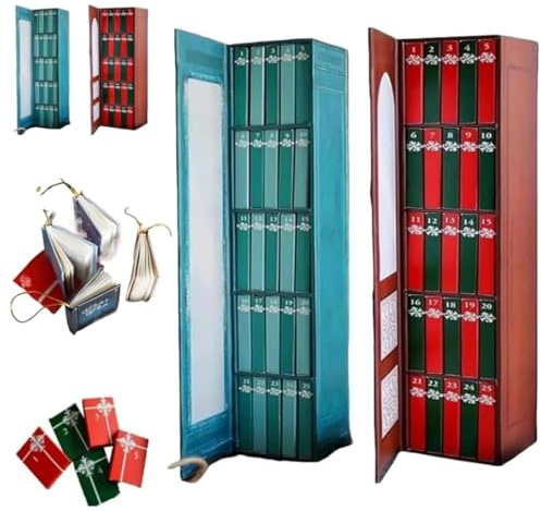 2-pack 2025 New Mini Book Ornament Advent, Mini Book Ornament Advent Calendar, Comes with 24 books as a gift, Literature Lover's Gift Calendar, Designed specifically for book lovers