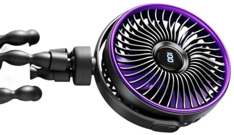 YUNGLOO Ventilador portátil de pulpo con pantalla digital USB C recargable de 5 velocidades para cochecitos al aire libre, viajes, uso del bebé, trípodes portátiles de pulpo con pantalla digital