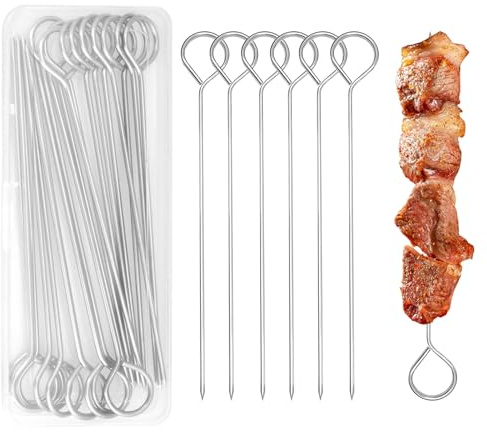 20 pcs 6 Inch Turkey Lacers for Trussing Turkey, PEOUWNES Stainless Steel Metal Skewers with Storage Box, Meat Roasting Trussing Needles for Kitchen BBQ Cooking Barbecue