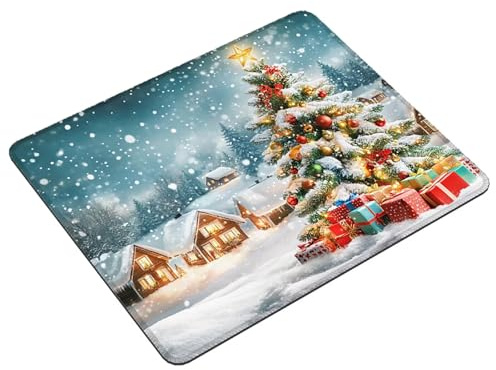 Mouse Mat White Small Mouse Pad 36 x 30 cm Gaming Mousepad Snow Scene Waterproof Desk Mat, Desk Accessories Mousemat with Non-Slip Rubber Base for Office, Gaming, Home, Laptop, Gifts for Men S0-856