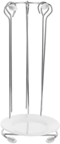 DIYEAH Supporto per Spiedini in Acciaio Inox 5 Punte Rastrelliera Sospesa per Kebab e Barbecue Porta Spiedini Leggero e Portatile per Grigliate All’Aperto e Picnic