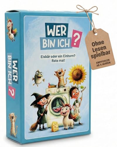 Wer Bin Ich? | Ratespiel & Reisespiel | tolles Geschenk für Kinder ab 4 J. | Kompaktes Kartenspiel ab 4 Jahren: Tolles Mitbringsel & ideale Geschenkidee für jeden Kindergeburtstag.