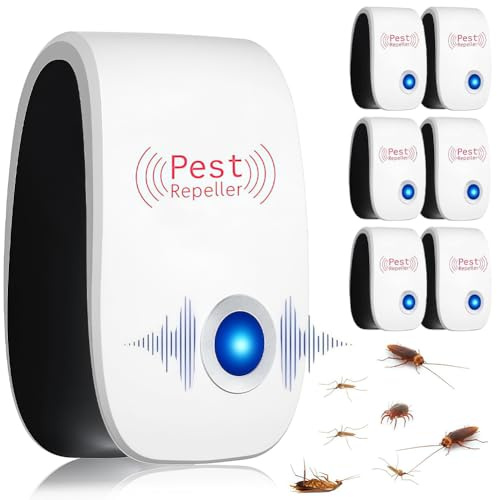 HATFRYF 6 PCS Ultrasonic Pest Repeller, Electronic Mouse Repellent Plug-in Insect Repeller, Plug in Electronic Pest Repeller, Indoor Pest Control for Mouse, Spider, Cockroach & Fly, for UK Homes