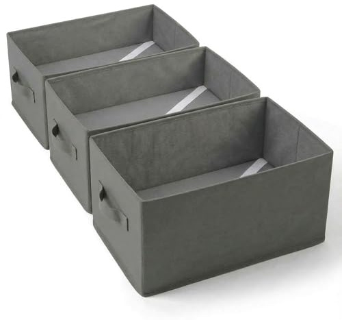 edihome, Organizador Armario, Separadores de Cajones para Camisetas y Ropa Interior, Cajas Organizadoras Armarios Plegables para Ordenar Cajones (Gris Oscuro, Pack 3 - Sin Compartimentos)
