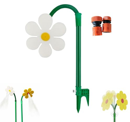 Crazy Daisy Sprinkler, Wassersprinkler Outdoor mit Wasseranschluss, 360° Tanzende Blume Rasensprinkler, Lustiges Garten-Bewässerungswerkzeug (Weiß)